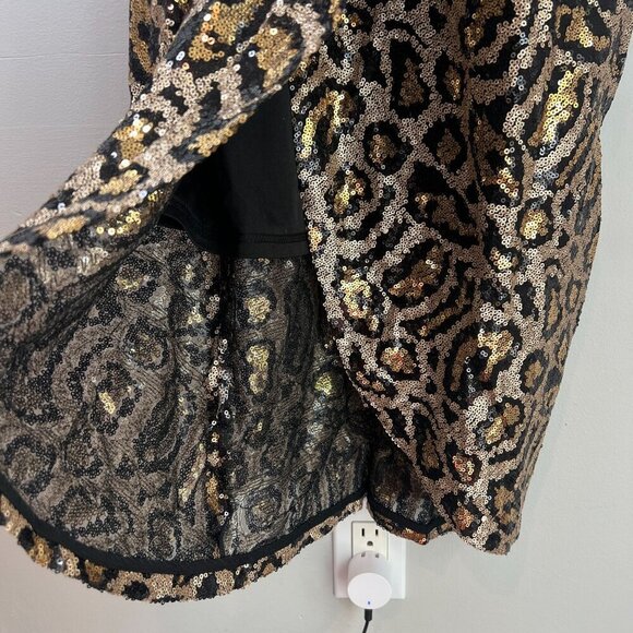J.O.A Leopard Sequin Dress Small Black Gold - Picture 5 of 11